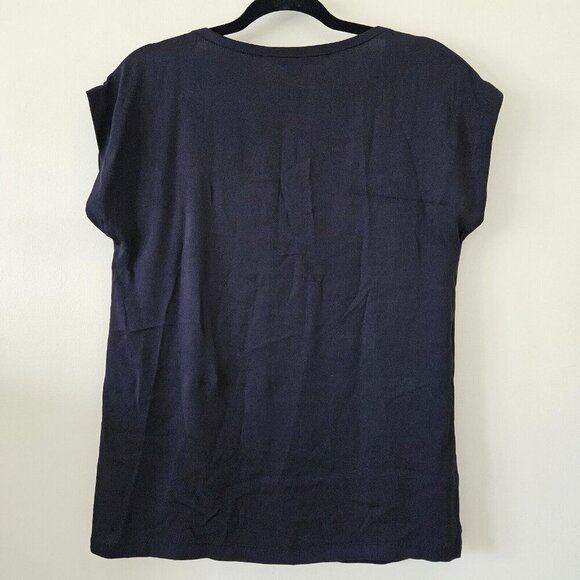 Diane Von Furstenberg Top Womens US 6 Black Gold Lace Silk SS Whimsigoth Boho - Picture 2 of 12